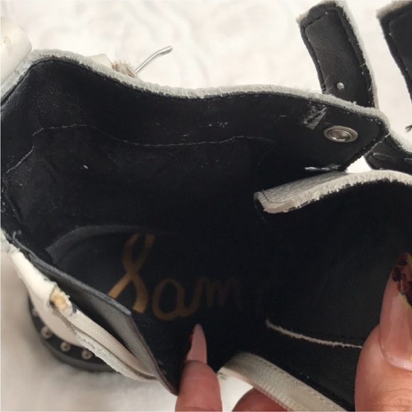 Sam Edelman 5 white Jennifer studded combat boot - Picture 11 of 14